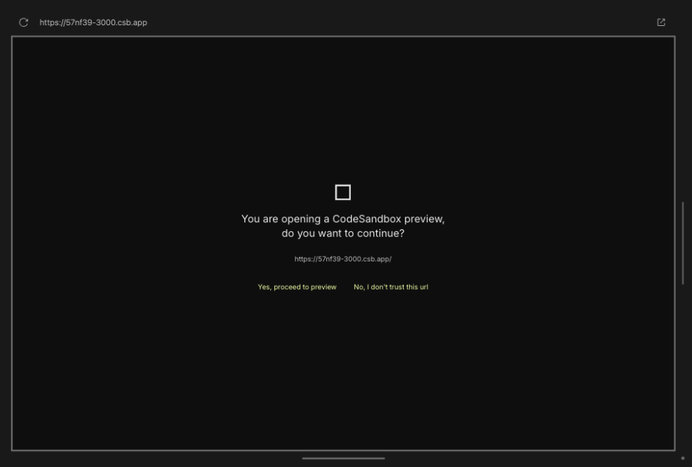 Codesandbox confirmation mode